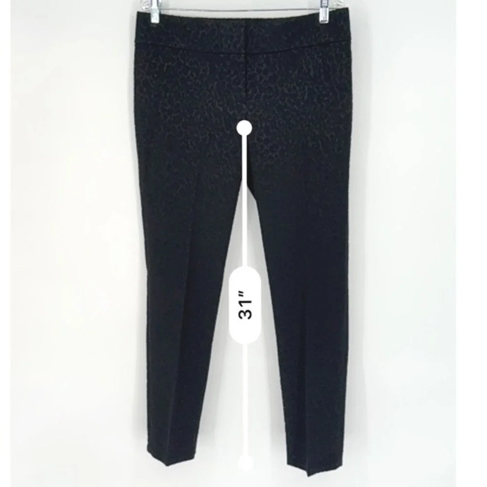LOFT Marisa Black‎ Leopard Jacquard Slim Dress Pants 8 Party Chic Classic 92-02